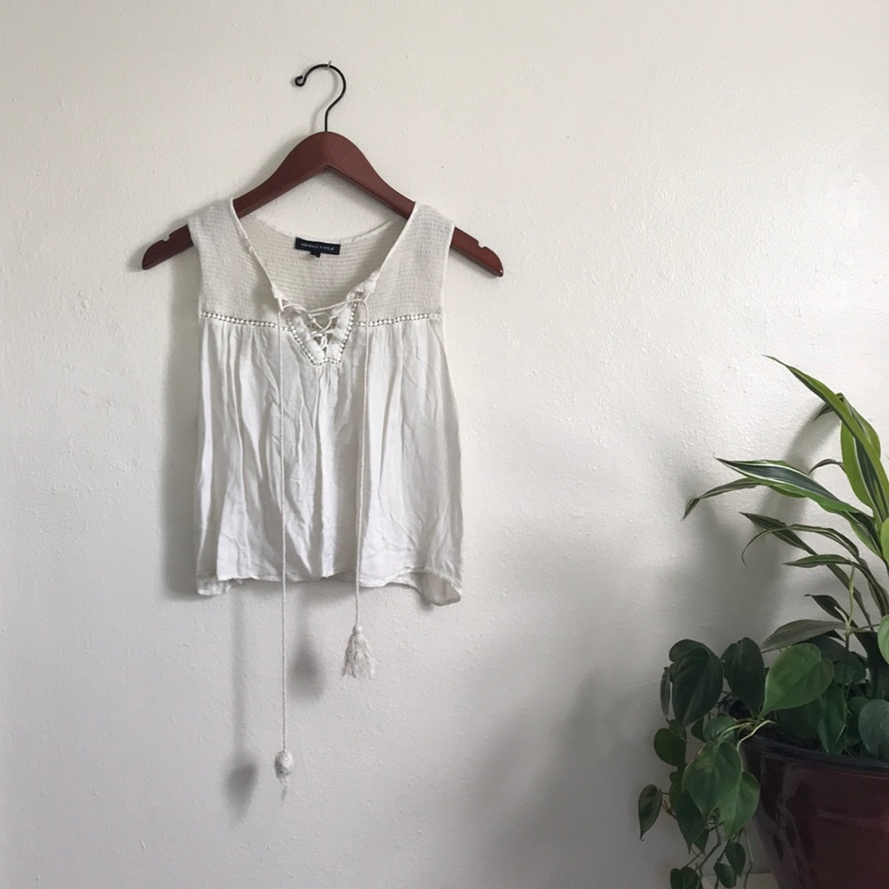 Kendall & Kylie Semi Sheer Off White Crop Top